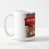 Mug Elegant Merry Christmas Script White Snowflakes (Gauche)