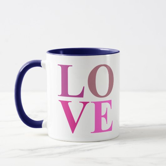 Mug Élégant, mignon Carré d'AMOUR dans les tons rose (Gauche)