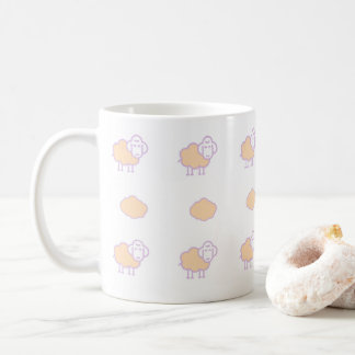 Mug Elégant Mignonne Mouton Rose Avec Nuages Motif