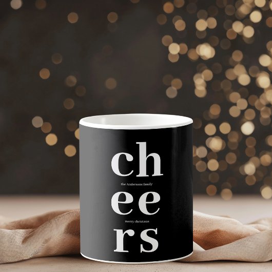 Mug Elegant Minimalist Cheers | Modern Black & White