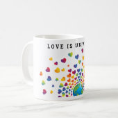 Mug Élégant minimaliste coloré Rainbow Heart Design C (Devant gauche)
