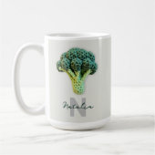 Mug Élégant minimaliste Crochet Broccoli Nom (Gauche)