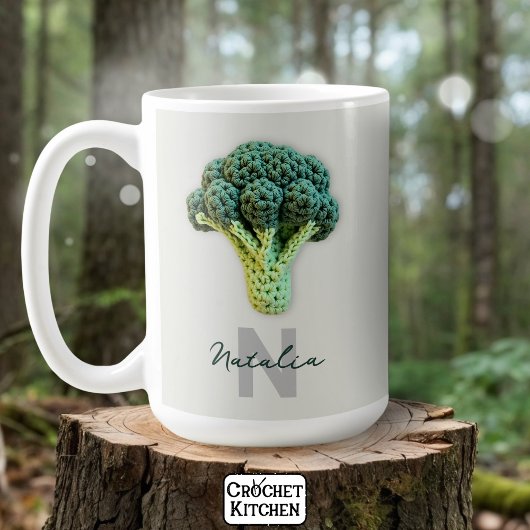 Mug Élégant minimaliste Crochet Broccoli Nom