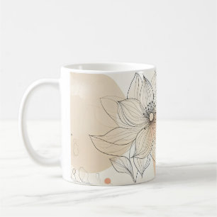 Mug Élégant minimaliste ligne botanique Art Floral
