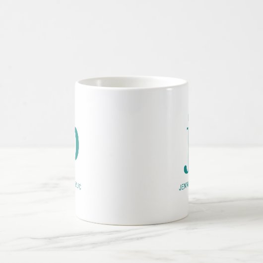Mug Élégant Modèle de monogramme initial Turquoise ver (Centre)