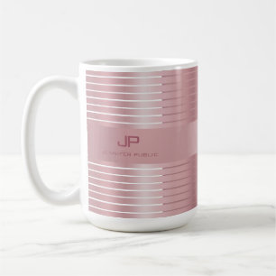 Mug Élégant Modèle d'or Rose Monogramme Moderne et ten