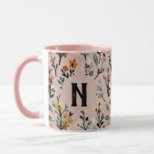 Mug Élégant modèle floral féminin initial Pink girly (Gauche)