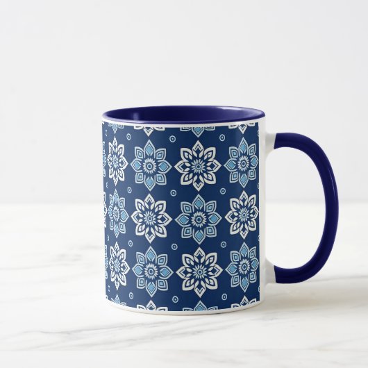 Mug Elégant modèle floral Mandala bleu (Droite)