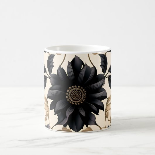 Mug Élégant modèle floral noir (Centre)