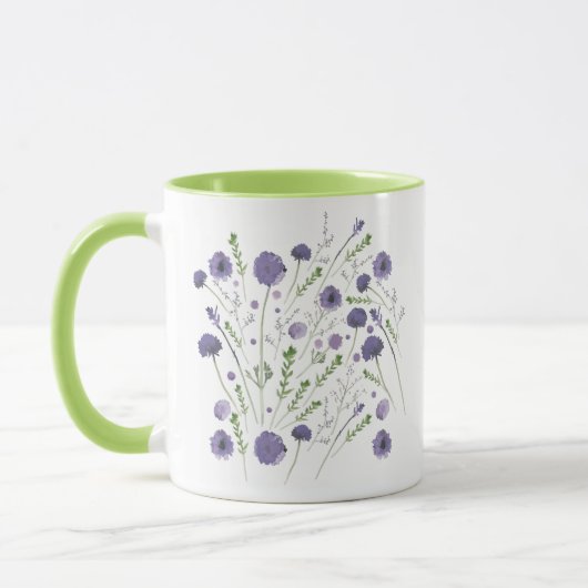 Mug Élégant modèle floral vert pourpre (Gauche)