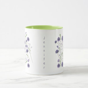 Mug Élégant modèle floral vert pourpre