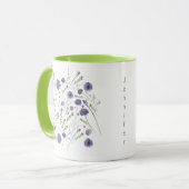 Mug Élégant modèle floral vert pourpre (Devant gauche)