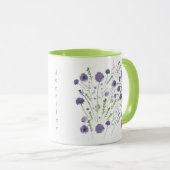 Mug Élégant modèle floral vert pourpre (Devant droit)