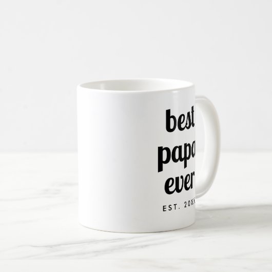 Mug Élégant Modèle moderne Best Papa Ever Script (Devant droit)