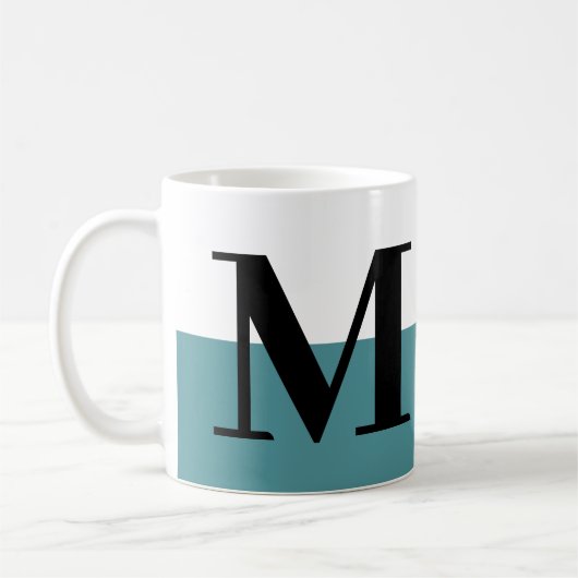 Mug Élégant moderne Monogram Cadeau Turquoise (Gauche)