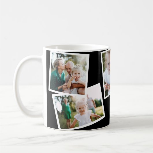 Mug élégant moderne multi photo famille noir cadeau (Gauche)