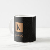 Mug Élégant moderne noir nom script monogrammed (Devant gauche)