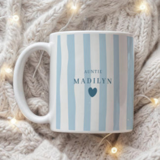 Mug Élégant Moderne Nom de Tatie Personnalisé Rayures