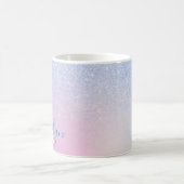 Mug Élégant moderne ombre bleu paillettes arc-en-ciel (Centre)