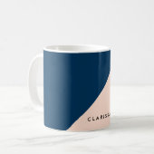 Mug élégant moderne pastel peach bleu marine bloc de c (Devant gauche)