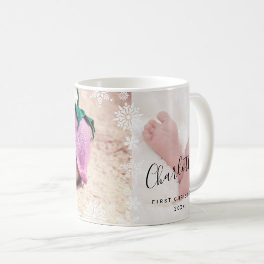 Mug Elégant moderne photo bébé de Noël personnalisée (Devant droit)
