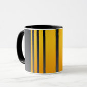 Mug Élégant, moderne, rayures jaune moutarde, gris fon (Devant gauche)