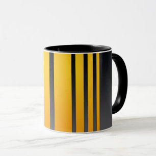 Mug Élégant, moderne, rayures jaune moutarde, gris fon