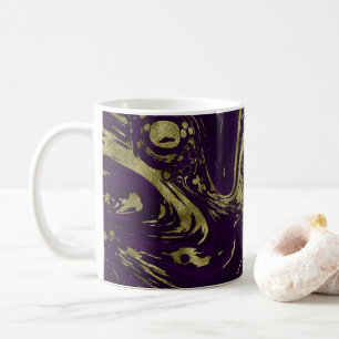 Mug Elégant moderne violet & or marbre spirale