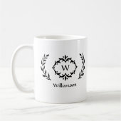 Mug Elégant Monogram Laurel Wreath tendance Noir (Gauche)