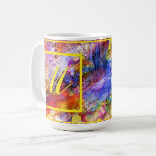 Mug Élégant Monogramme Art Abstrait (Devant gauche)