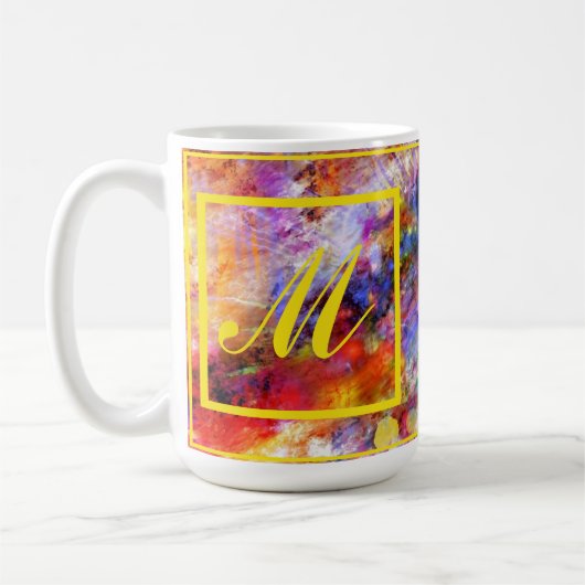 Mug Élégant Monogramme Art Abstrait (Gauche)