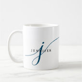Mug Élégant Monogramme bleu marine (Gauche)