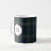 Mug Élégant Monogramme bleu marine et vert (Devant gauche)