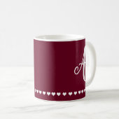 Mug Élégant Monogramme bordeaux et blanc (Devant droit)