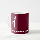 Mug Élégant Monogramme bordeaux et blanc (Devant gauche)