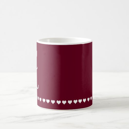 Mug Élégant Monogramme bordeaux et blanc (Centre)