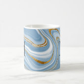 Mug Élégant Monogramme d'Agate Bleu Nom (Centre)