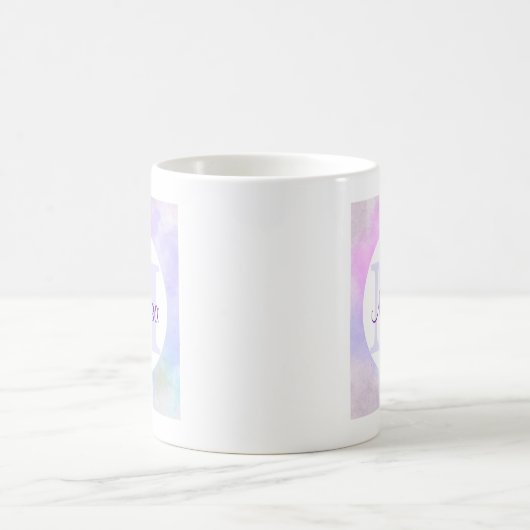 Mug Élégant Monogramme d'aquarelle bleu violet (Centre)