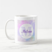 Mug Élégant Monogramme d'aquarelle bleu violet (Gauche)