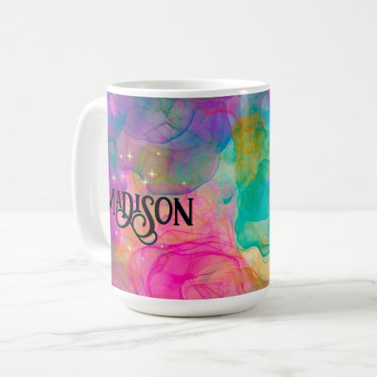 Mug Élégant monogramme d'art en marbre coloré (Devant gauche)