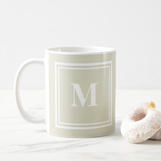 Mug Élégant Monogramme de cadre de bloc couleur beige  (Avec donut)