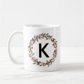 Mug Élégant monogramme de couronne florale Noël initia (Gauche)