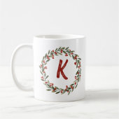 Mug Élégant monogramme de couronne florale Noël initia (Gauche)