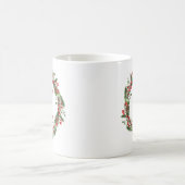 Mug Élégant monogramme de couronne florale Noël initia (Centre)