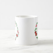 Mug Élégant monogramme de couronne florale Noël initia (Centre)