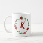 Mug Élégant monogramme de couronne florale Noël initia (Gauche)
