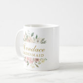 Mug Élégant Monogramme de femme de ménage rose flou (Devant gauche)