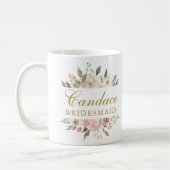 Mug Élégant Monogramme de femme de ménage rose flou (Gauche)