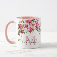 Élégant Monogramme de Fille Rose Fleur de Cerisier