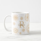 Mug Élégant Monogramme de flocon de neige à thème d'hi (Gauche)